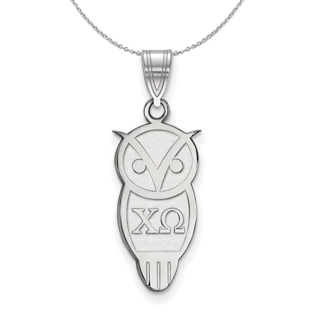 Sterling Silver Chi Omega Medium Pendant Necklace - 20 Inch